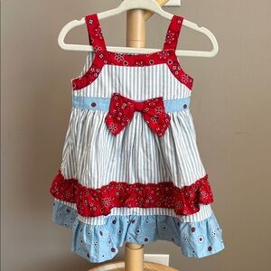 ⭐️⭐️PICK 5 / $20 Blueberi Boulevard Red and Blue Striped Floral Dress 12M